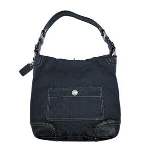 Coach Chelsea Handbag Hobo Black Signature Jacquard Purse Satchel Bag 10981